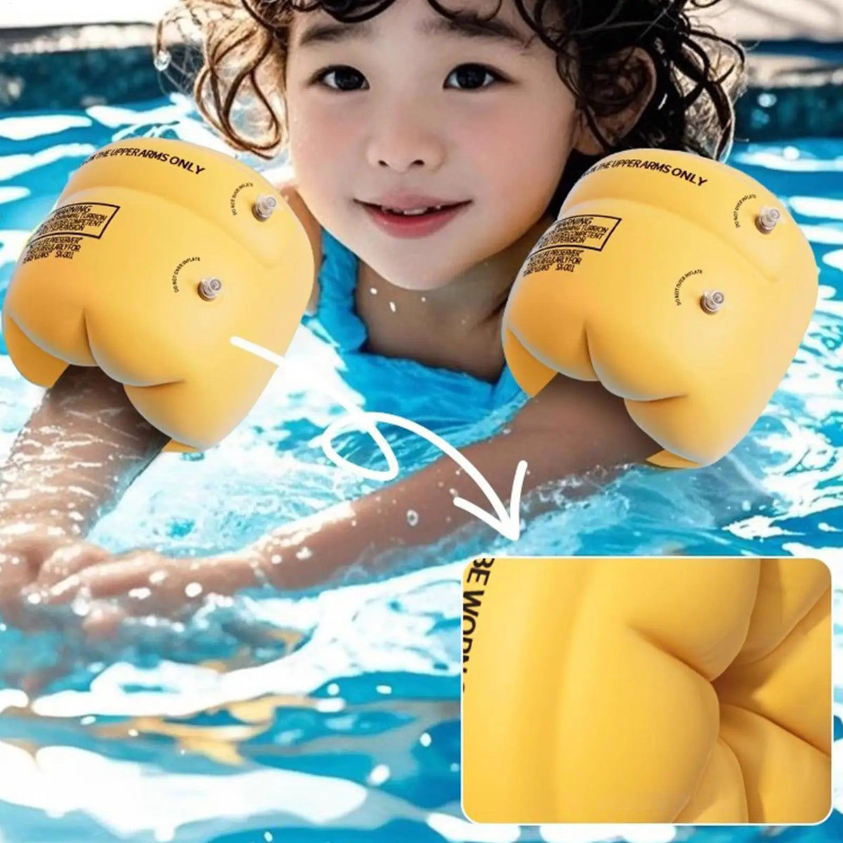 Swimming Arm Ring Children's Inflatable Buoyancy Arm Sleeves 1-Pair Inflatable Lightweight Safety Swim Arm Bands Water Float